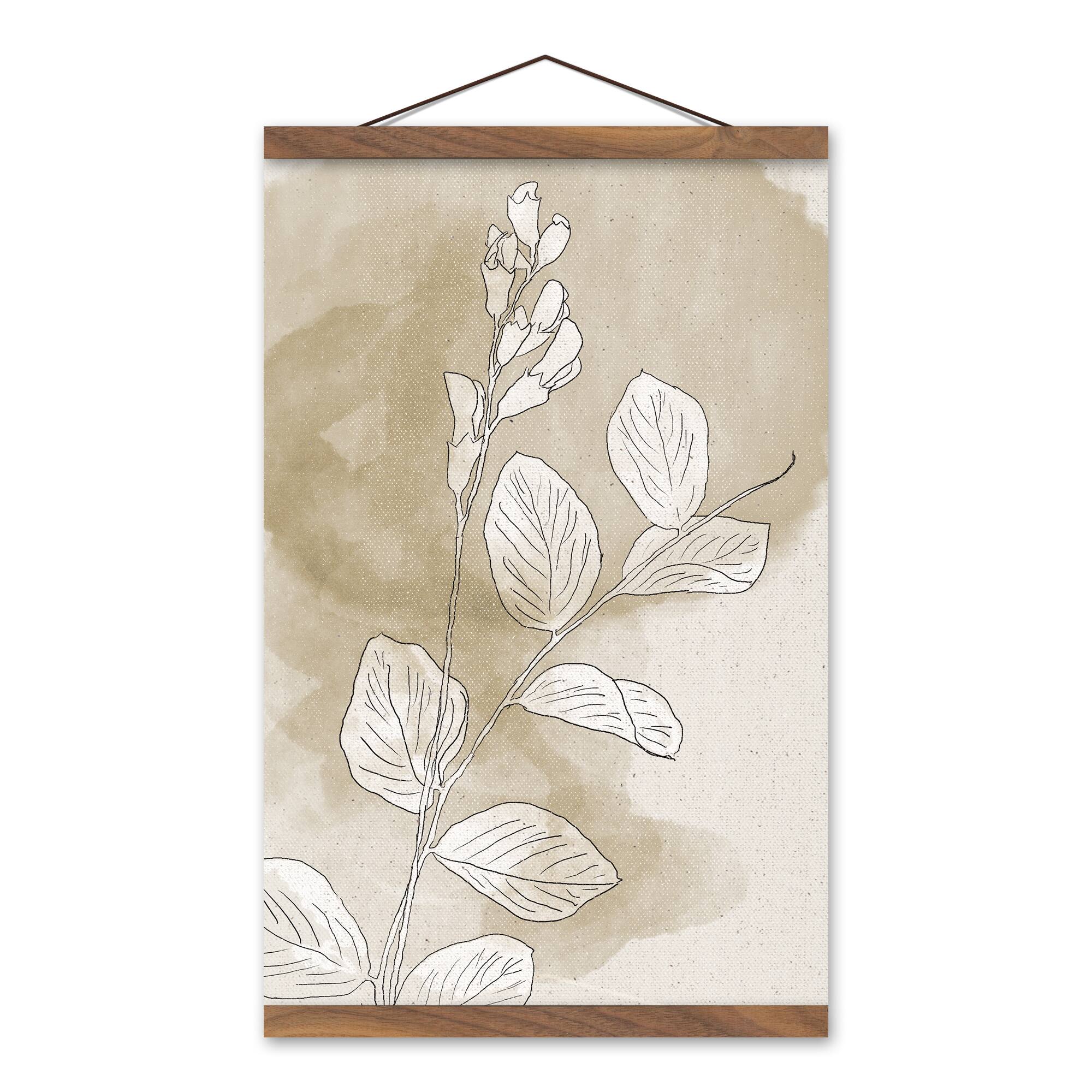 Watercolor Gold Leaf Teak Hanging Canvas
